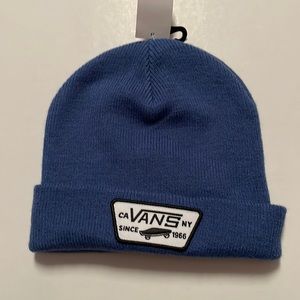 Vans dusty blue Beanie patch spelled out logo one size